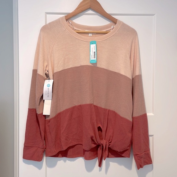 nine britton Sweaters - Nine Britton Araya Tie Front Brushed Knit Top M Stitch Fix NWT